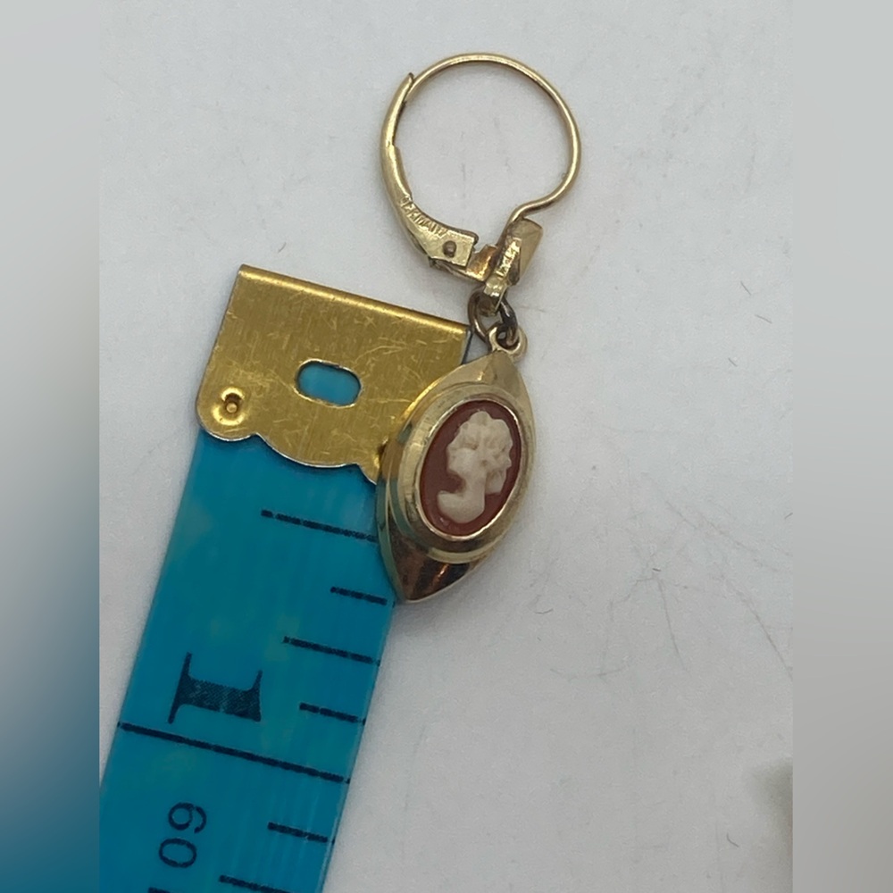 Vtg K&L Germany Kordes & Lichtenfels Gold Tone Marquis Cameo Earrings | 1.2” - Picture 7 of 8